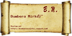 Bumbera Mirkó névjegykártya